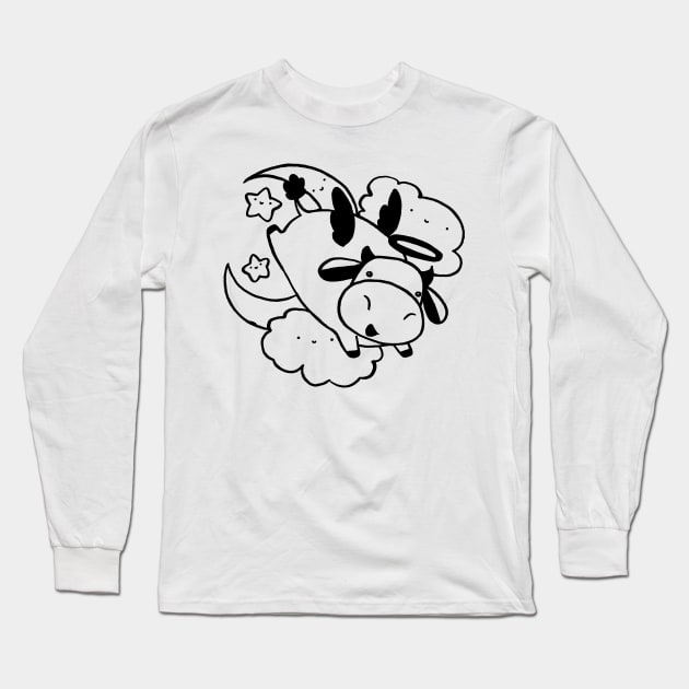 Angel Cow Black Line Long Sleeve T-Shirt by saradaboru